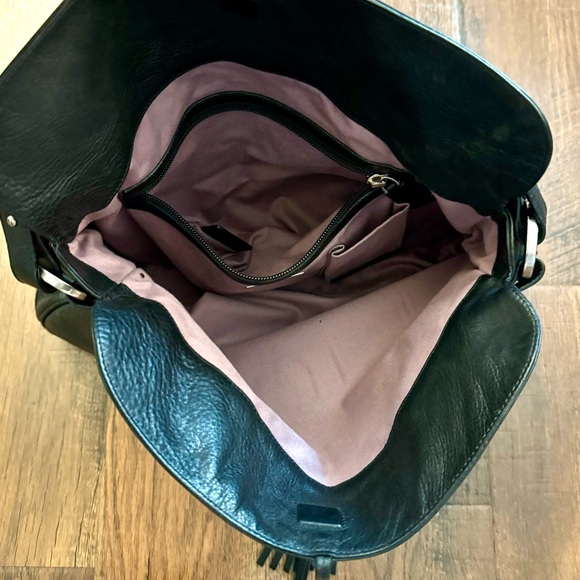 BALLY black leather hobo, tassel tieclosure, made in Italy - Picture 6 of 13